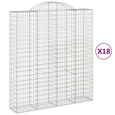 vidaXL Gabionen mit Hochbogen 18Stk. 200x50x220/240cm Verzinktes Eisen