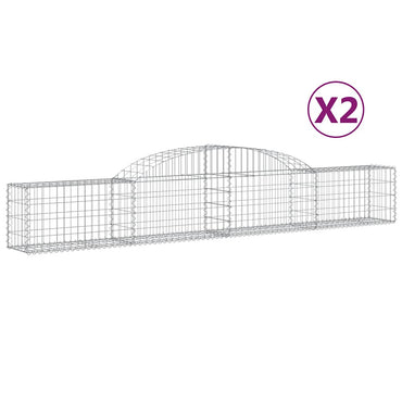 vidaXL Gabionen mit Hochbogen 2 Stk. 300x30x40/60 cm Verzinktes Eisen