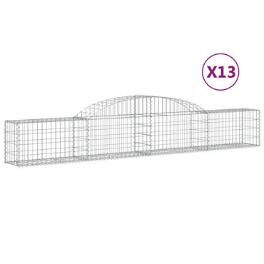 vidaXL Gabionen mit Hochbogen 13 Stk. 300x30x40/60 cm Verzinktes Eisen