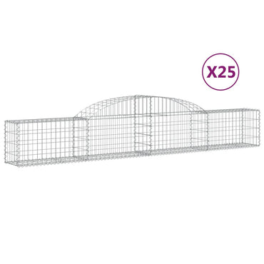 vidaXL Gabionen mit Hochbogen 25 Stk. 300x30x40/60 cm Verzinktes Eisen