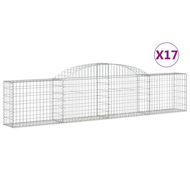 vidaXL Gabionen mit Hochbogen 17 Stk. 300x30x60/80 cm Verzinktes Eisen