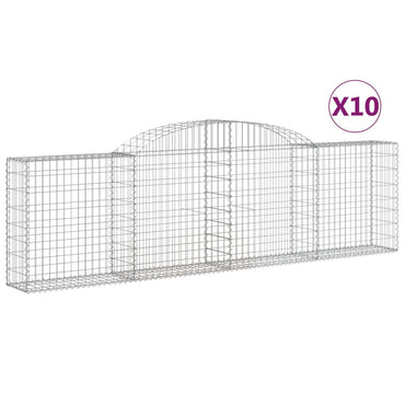 vidaXL Gabions avec arche haute 10 pcs 300x30x80/100 cm Fer galvanisé