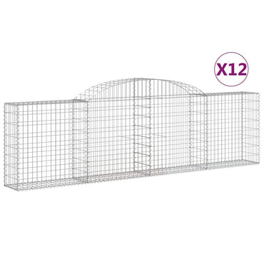 vidaXL Gabions avec arche 12 pcs 300x30x80/100 cm Fer galvanisé