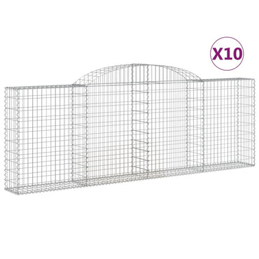 vidaXL Gabions à arc élevé 10 pcs 300x30x100/120cm Fer galvanisé