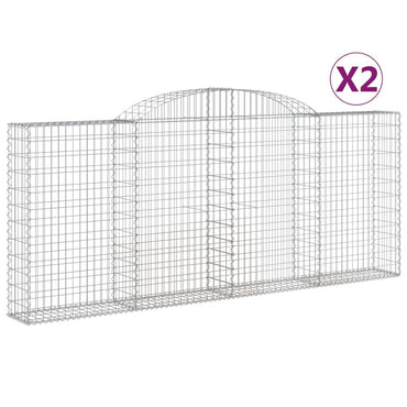 vidaXL Gabionen mit Hochbogen 2 Stk. 300x30x120/140cm Verzinktes Eisen