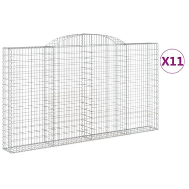 vidaXL Gabionen mit Hochbogen 11 Stk 300x30x160/180cm Verzinktes Eisen