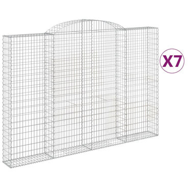 vidaXL Gabionen mit Hochbogen 7 Stk. 300x30x200/220cm Verzinktes Eisen