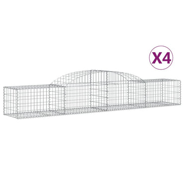 vidaXL Gabionen mit Hochbogen 4 Stk. 300x50x40/60 cm Verzinktes Eisen