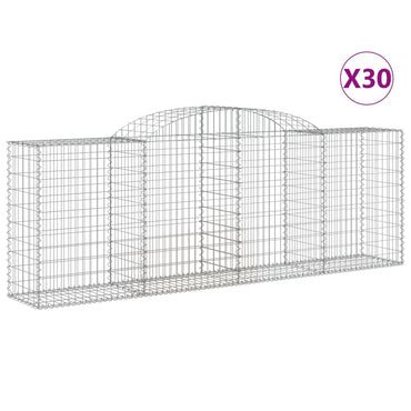 vidaXL Gabionen mit Hochbogen 30 Stk 300x50x100/120cm Verzinktes Eisen