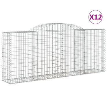 vidaXL Gabionen mit Hochbogen 12 Stk 300x50x120/140cm Verzinktes Eisen