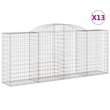 vidaXL Gabionen mit Hochbogen 13 Stk 300x50x120/140cm Verzinktes Eisen