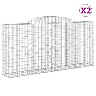 vidaXL Gabionen mit Hochbogen 2 Stk. 300x50x140/160cm Verzinktes Eisen