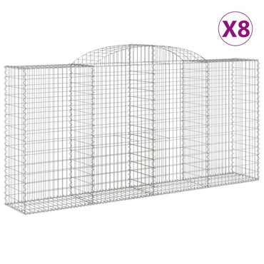 vidaXL Gabionen mit Hochbogen 8 Stk. 300x50x140/160cm Verzinktes Eisen