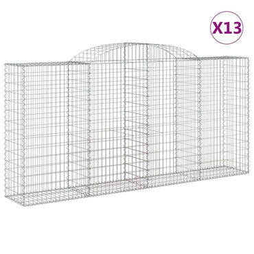 vidaXL Gabionen mit Hochbogen 13 Stk 300x50x140/160cm Verzinktes Eisen