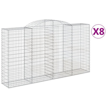 vidaXL Gabionen mit Hochbogen 8 Stk. 300x50x160/180cm Verzinktes Eisen