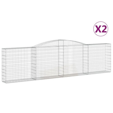 vidaXL Gabionen mit Hochbogen 2 Stk. 400x30x100/120cm Verzinktes Eisen