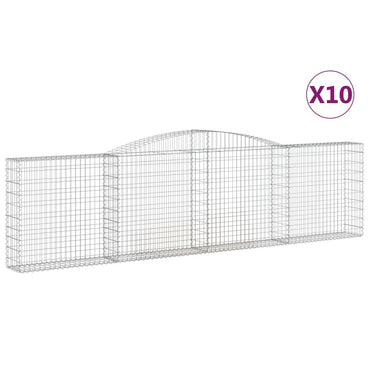 vidaXL Gabionen mit Hochbogen 10Stk. 400x30x100/120cm Verzinktes Eisen