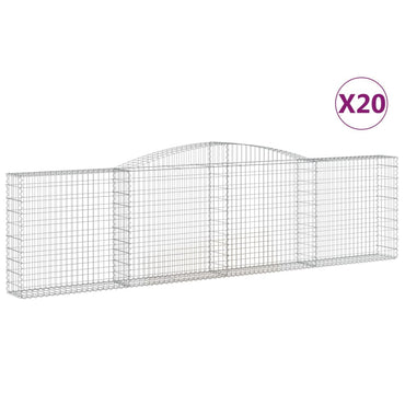 vidaXL Gabionen mit Hochbogen 20Stk. 400x30x100/120cm Verzinktes Eisen