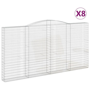 vidaXL Gabionen mit Hochbogen 8 Stk. 400x30x200/220cm Verzinktes Eisen