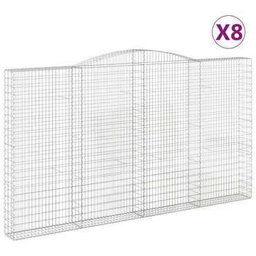 vidaXL Gabionen mit Hochbogen 8 Stk. 400x30x220/240cm Verzinktes Eisen