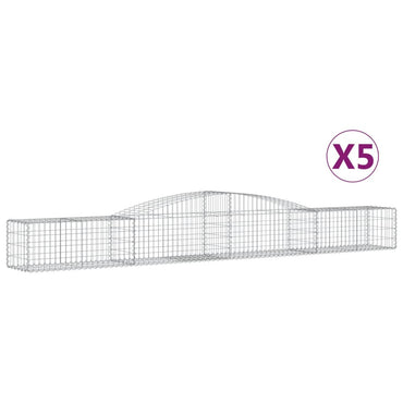 vidaXL Gabionen mit Hochbogen 5 Stk. 400x50x40/60cm Verzinktes Eisen