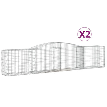 vidaXL Gabionen mit Hochbogen 2 Stk. 400x50x80/100cm Verzinktes Eisen