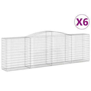 vidaXL Gabions avec arche 6 pcs 400x50x120/140cm Fer galvanisé