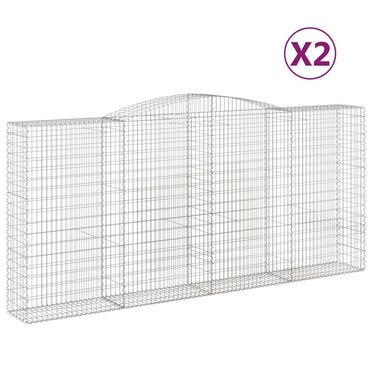 vidaXL Gabionen mit Hochbogen 2 Stk. 400x50x180/200cm Verzinktes Eisen