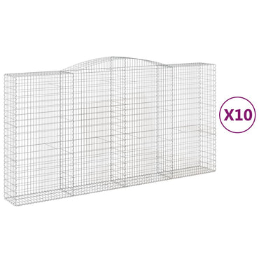 vidaXL Gabions à arc élevé 10 pcs 400x50x200/220cm Fer galvanisé