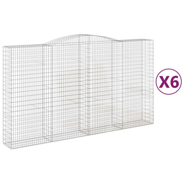 vidaXL Gabionen mit Hochbogen 6 Stk. 400x50x220/240cm Verzinktes Eisen