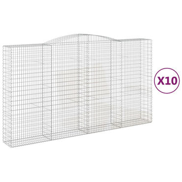 vidaXL Gabions avec arche 10 pcs 400x50x220/240 cm Fer galvanisé