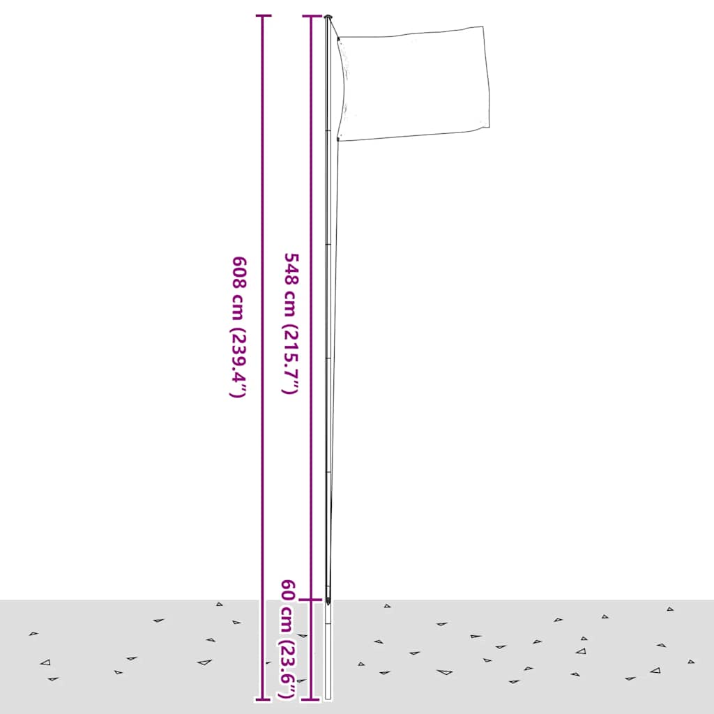 Flagge Italiens mit Mast 6,08 m Aluminium