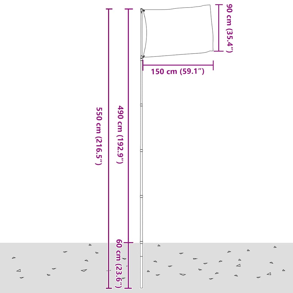 Flagge Spaniens mit Mast 5,5 m Aluminium
