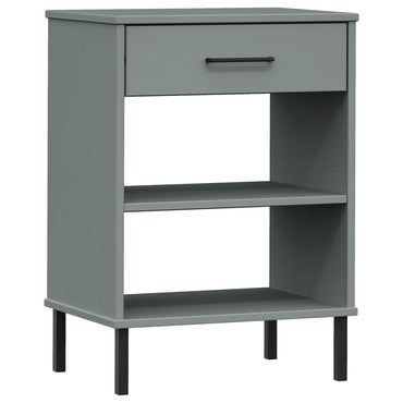 vidaXL Console OSLO avec pieds en métal Gris Bois de pin massif