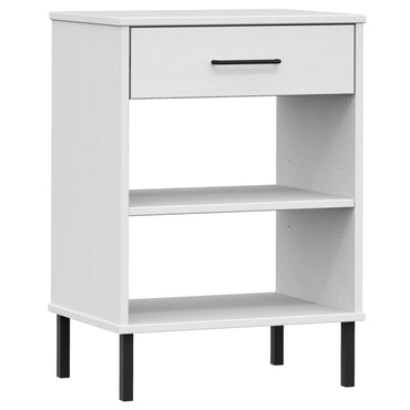 vidaXL Console OSLO avec pieds en métal Blanc Bois de pin massif