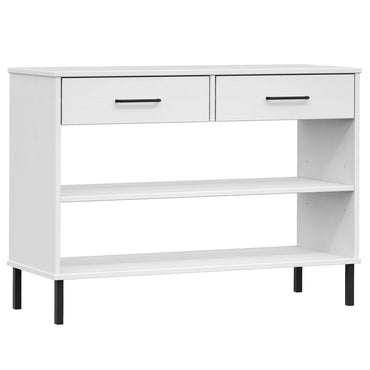 vidaXL Console OSLO avec pieds en métal Blanc Bois de pin massif