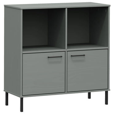 vidaXL Bücherregal OSLO mit Metallbeinen Grau 90x35x90,5 cm Massivholz