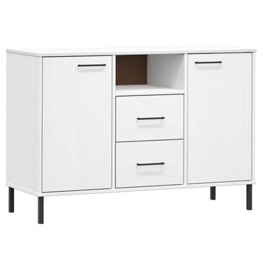 vidaXL Buffet OSLO avec pieds en métal Blanc 113x40x77 cm Bois massif
