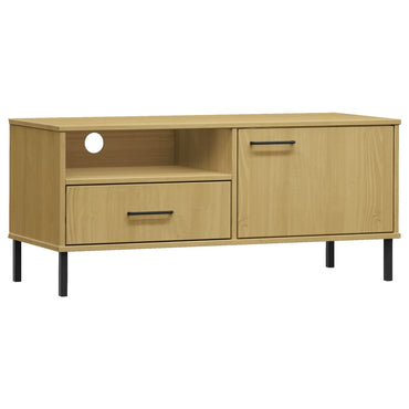 vidaXL Meuble TV OSLO avec pieds en métal Marron Bois de pin massif