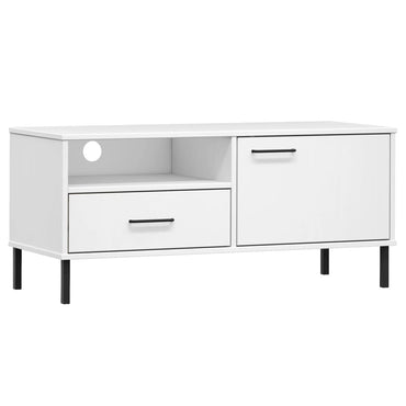 Meuble TV vidaXL OSLO avec pieds en métal Blanc Bois de pin massif