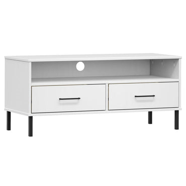 Meuble TV vidaXL OSLO avec pieds en métal Blanc Bois de pin massif