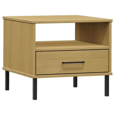 vidaXL Table de chevet OSLO avec pieds en métal Marron Bois de pin massif