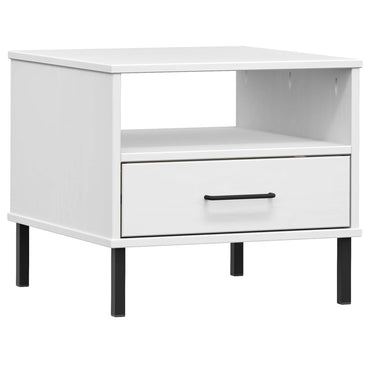 vidaXL Table de chevet OSLO avec pieds en métal blanc bois de pin massif