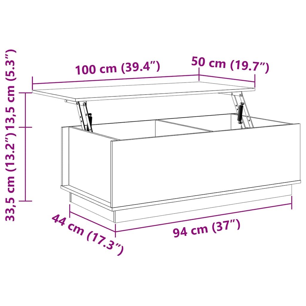 Couchtisch Grau 100x50x35 cm Massivholz Kiefer