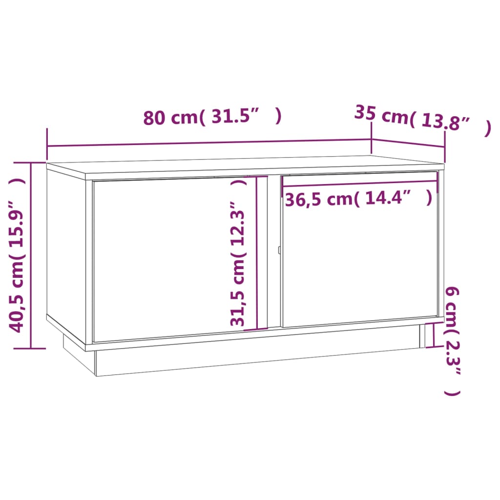 vidaXL Meuble TV 80x35x40,5 cm Bois de pin massif