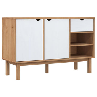 vidaXL Buffet OTTA marron et blanc 114x43x73,5 cm en pin massif