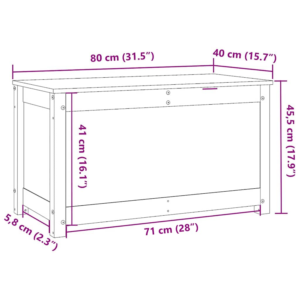 vidaXL Truhe Weiß 80x40x45,5 cm Massivholz Kiefer