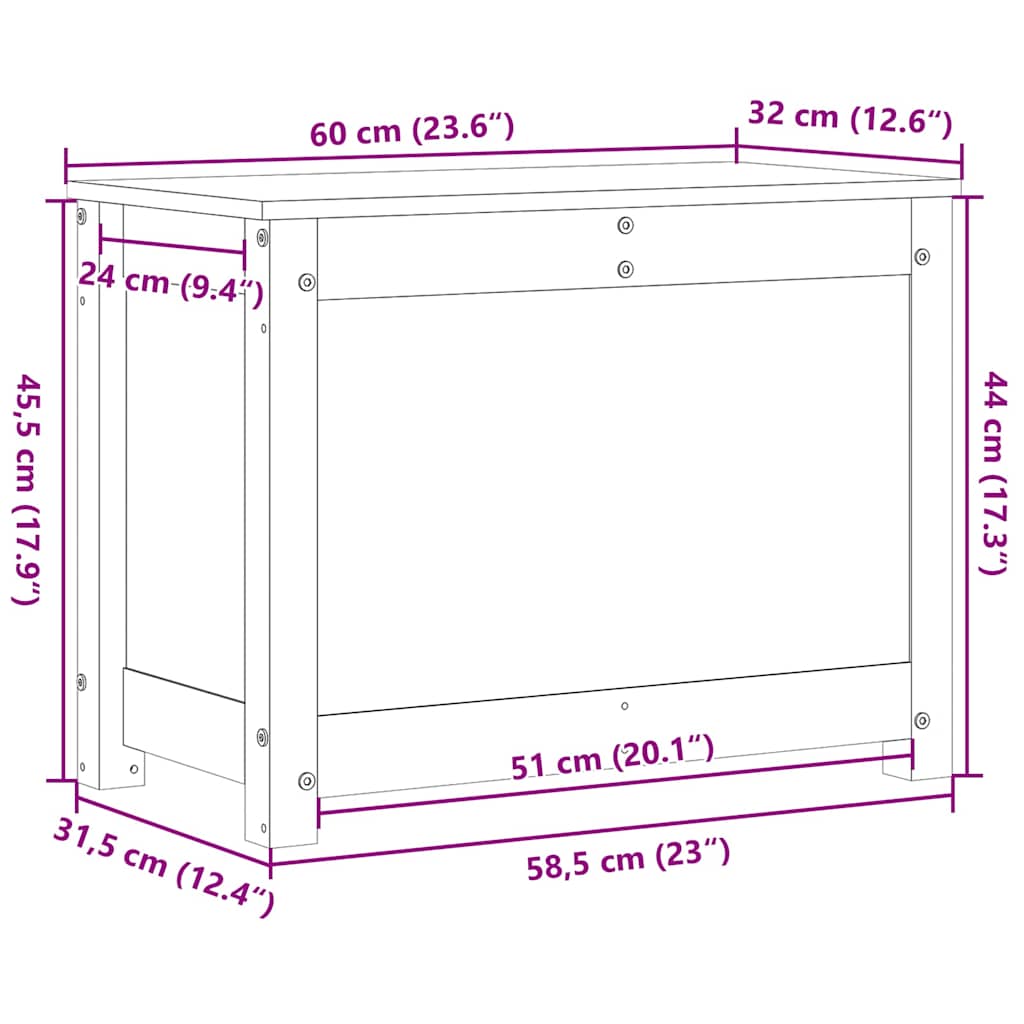vidaXL Truhe 60x32x45,5 cm Massivholz Kiefer
