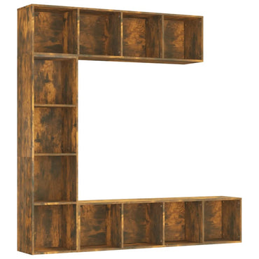 vidaXL 3-tlg. Bücherregal-/TV-Schrank-Set Räuchereiche 180x30x180 cm