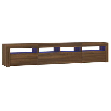 Meuble TV vidaXL avec lumières LED marron aspect chêne 210x35x40 cm